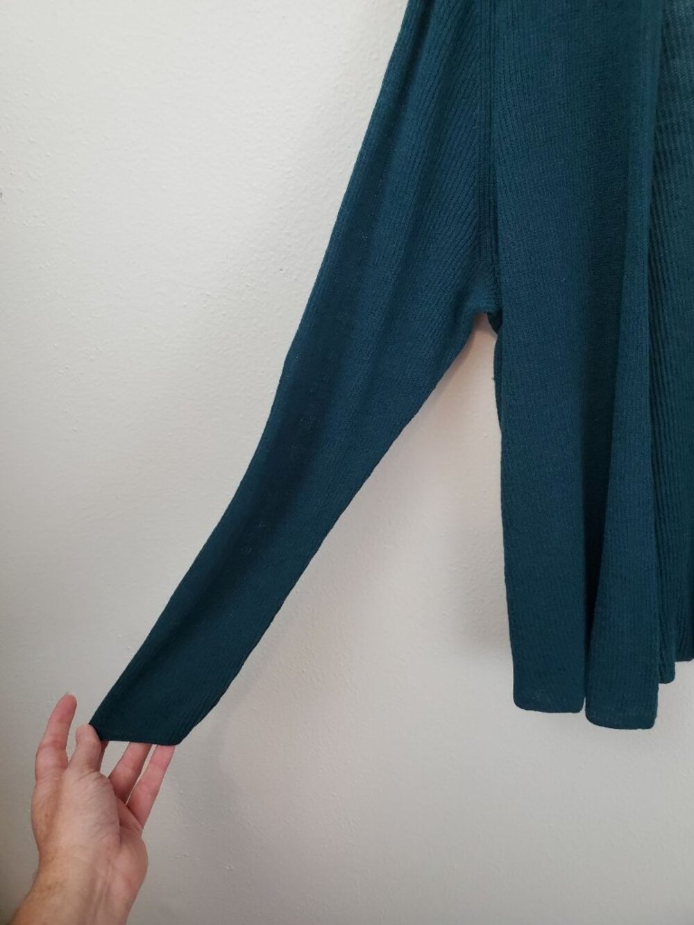 Eileen Fisher dark teal lightweight open front cardigan - Picture 6 of 8